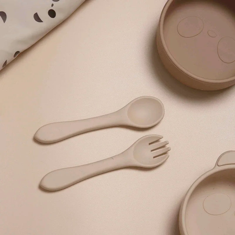 Set Cuillère & Fourchette Bébé en Silicone – Sans BPA & Antidérapant