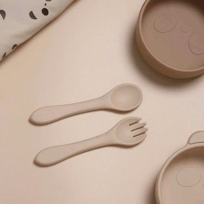 Set Cuillère & Fourchette Bébé en Silicone – Sans BPA & Antidérapant