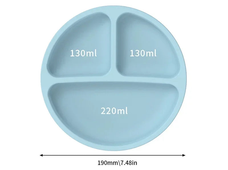 Assiette Bébé Anti-Renversement avec Compartiments