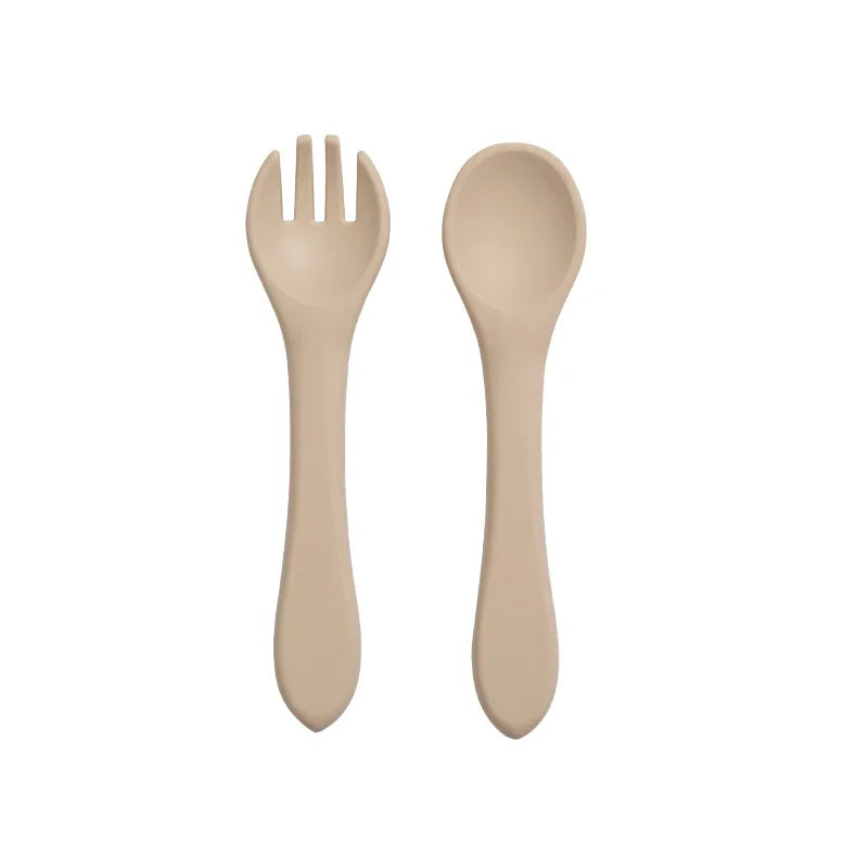 Set Cuillère & Fourchette Bébé en Silicone – Sans BPA & Antidérapant