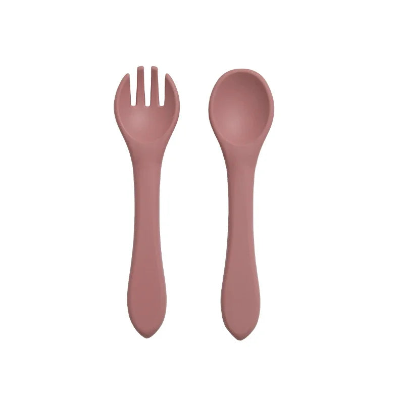 Set Cuillère & Fourchette Bébé en Silicone – Sans BPA & Antidérapant