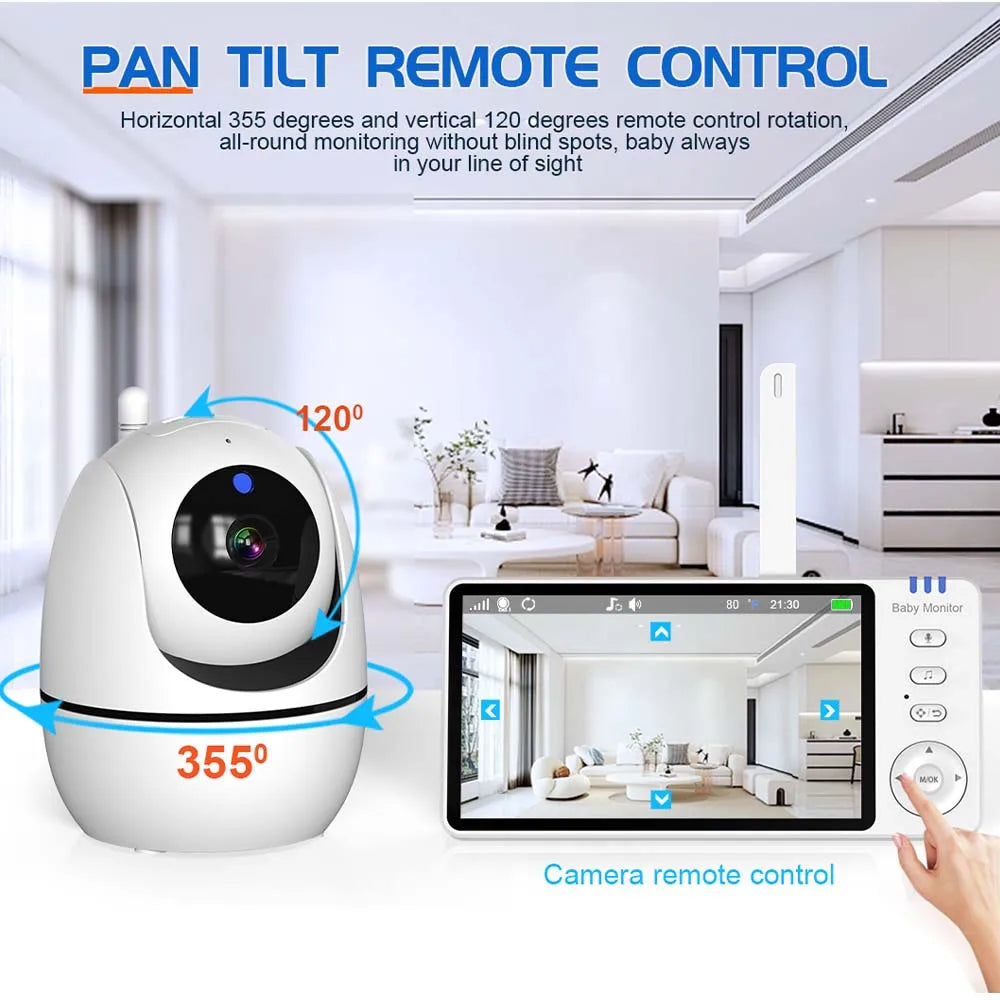 Babyphone avec Caméra PTZ sans Wifi  – Zoom, Température & Berceuse