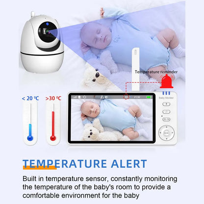 Babyphone avec Caméra PTZ sans Wifi  – Zoom, Température & Berceuse