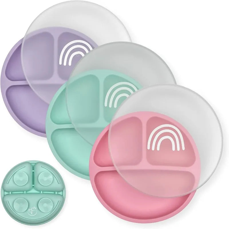 Assiette Bébé Anti-Renversement avec Compartiments