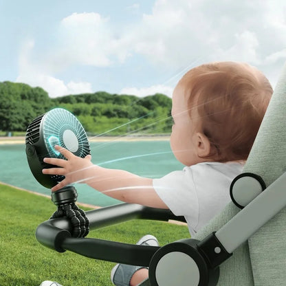 Mini Ventilateur Bébé – Trépied Flexible 360°, 3 Vitesses
