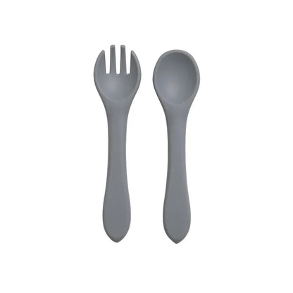 Set Cuillère & Fourchette Bébé en Silicone – Sans BPA & Antidérapant