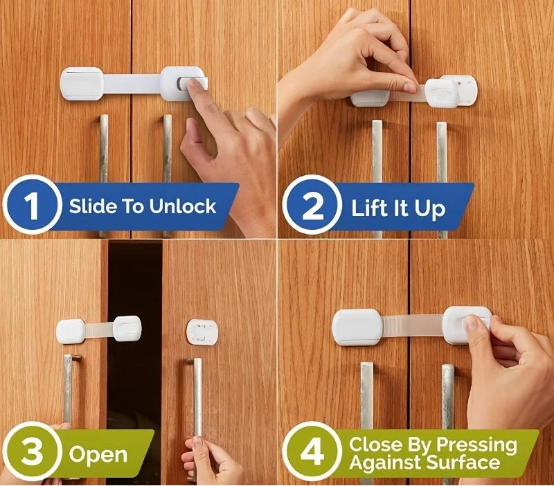Loquet de Sécurité Bébé Réglable – Protection Enfant pour Placards et Tiroirs
