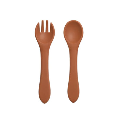 Set Cuillère & Fourchette Bébé en Silicone – Sans BPA & Antidérapant