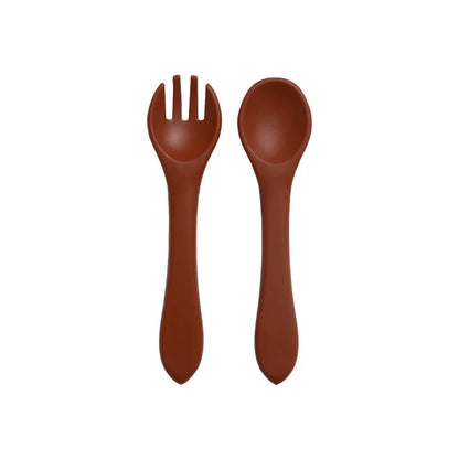 Set Cuillère & Fourchette Bébé en Silicone – Sans BPA & Antidérapant