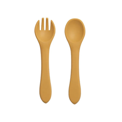 Set Cuillère & Fourchette Bébé en Silicone – Sans BPA & Antidérapant