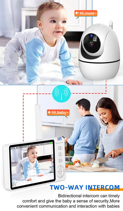 Babyphone avec Caméra PTZ sans Wifi  – Zoom, Température & Berceuse
