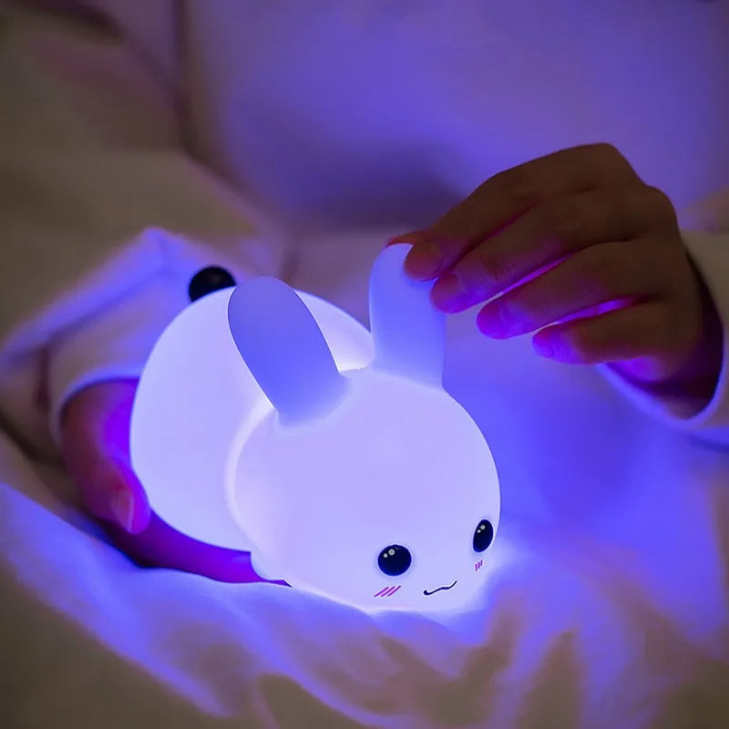 Veilleuse Bébé lapin LED rechargeable avec Télécommande