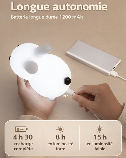 Veilleuse Bébé lapin LED rechargeable avec Télécommande